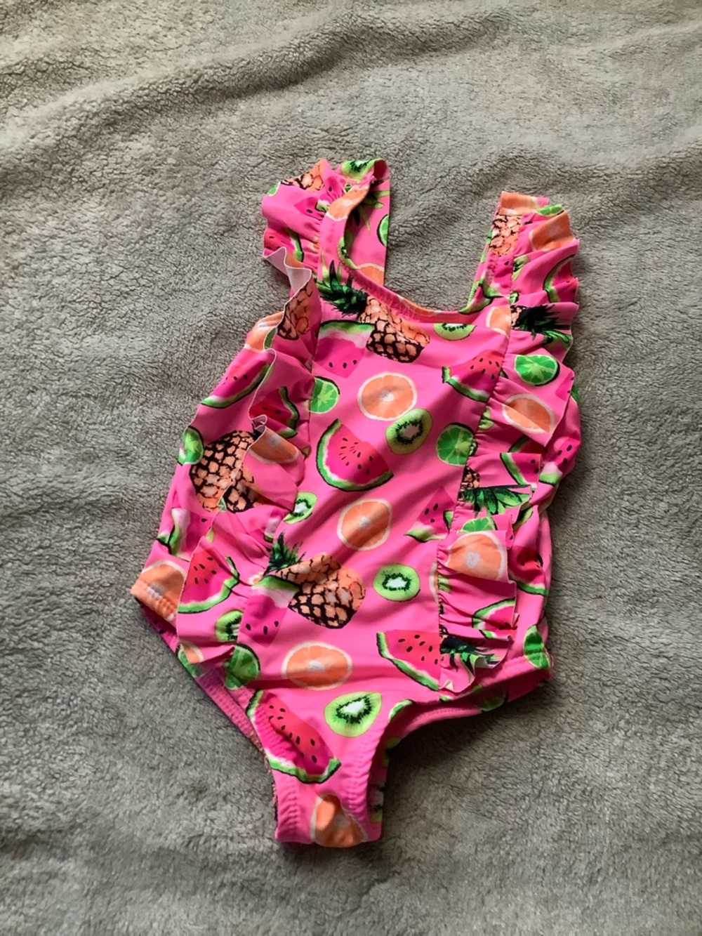 Penelope Mack Pink Tropical Fruit Ruffle Swimsuit